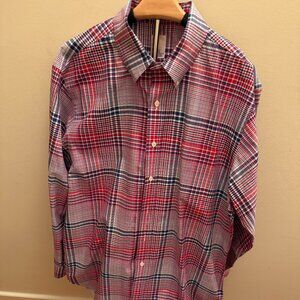Brooks Brothers Blue and Red Multi Plaid Striped Button Down Shirt